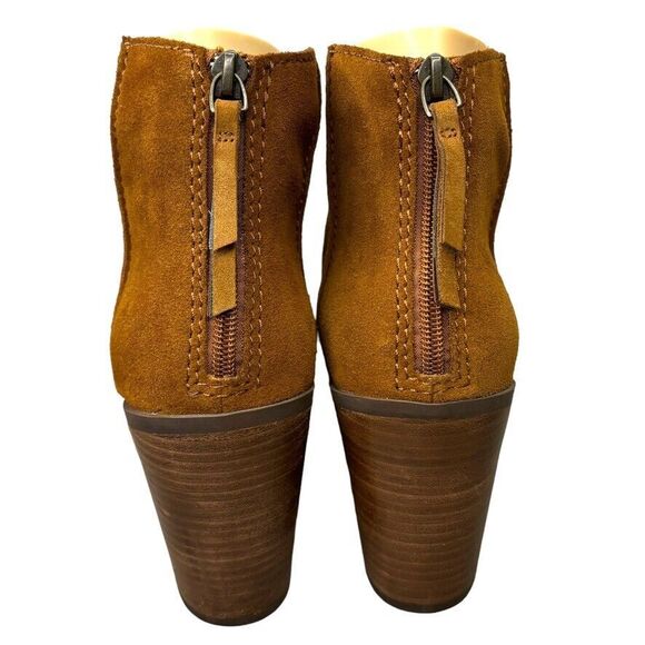 BP. Heath Brown Suede Back Zip Block High Heel Ankle Bootie EUC Womens Size 9.5M - Picture 6 of 12